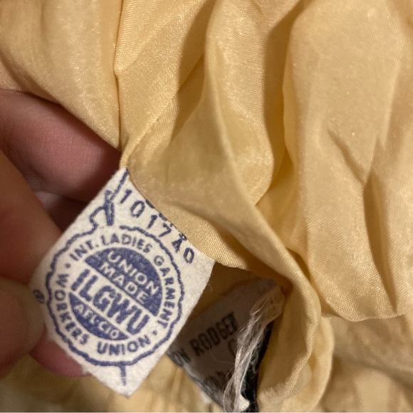 Vintage 50s Midcentury Modern Union Made Gold Lace Cocktail Party Dress - Picture 8 of 9